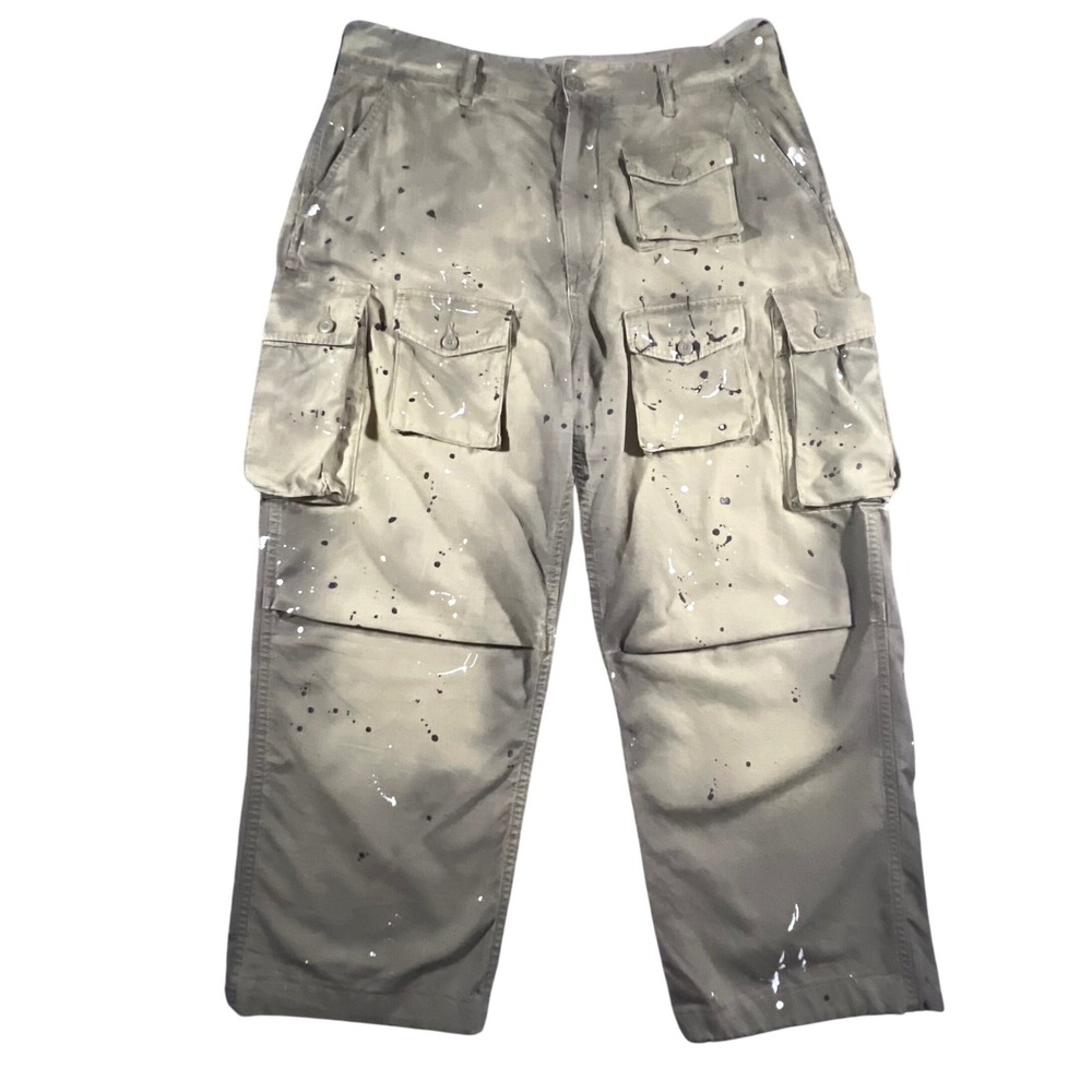 Art Meets Chaos Daintree Relaxed Military Cargo Pant Men 38 Green Paint Splatter